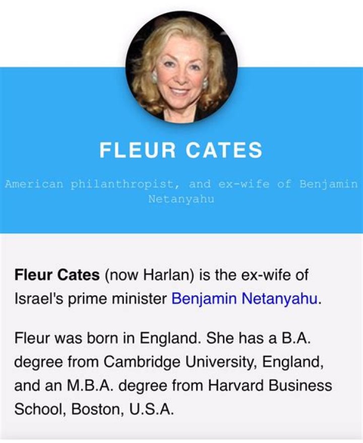 Fleur Cates Wikipedia | Meet Benjamin Netanyahu Ex-Wife